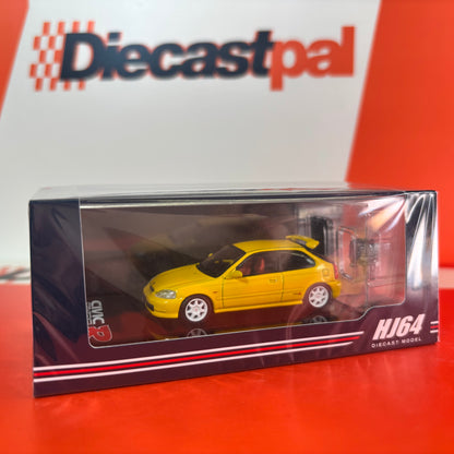 Hobby Japan Honda Civic Type R EK9 with Engine Display Sunlight Yellow 1/64