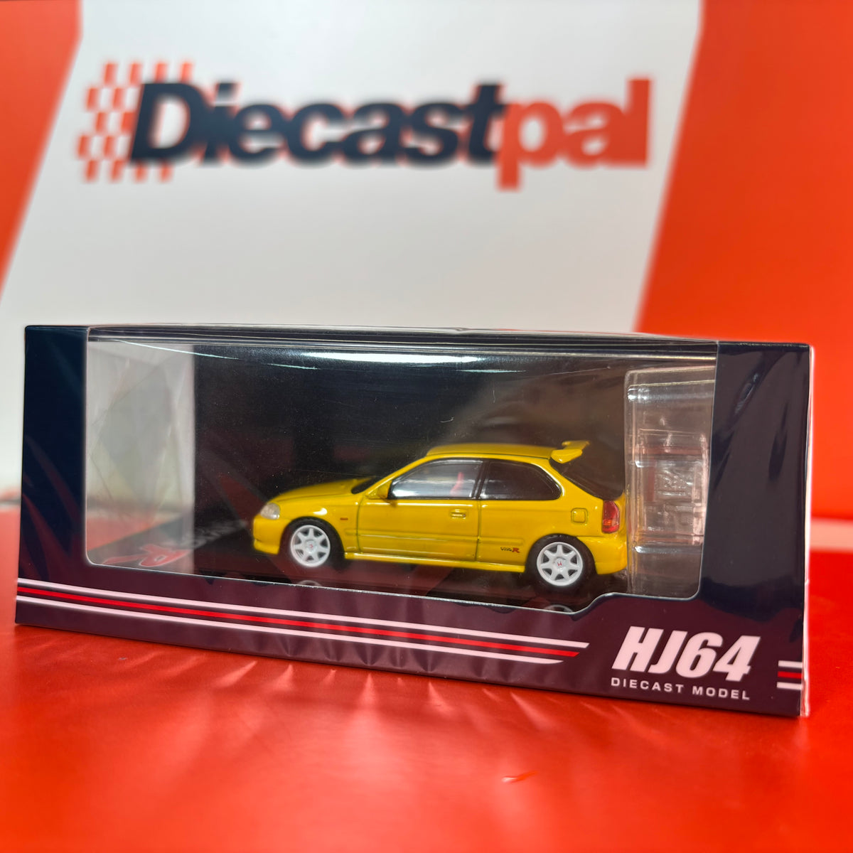 Hobby Japan Honda Civic Type R EK9 with Engine Display Sunlight Yellow 1/64