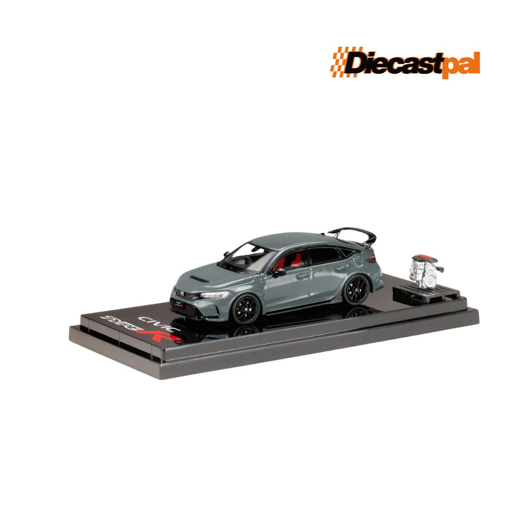 Hobby Japan Honda Civic Type R FL5 with Engine Display Sonic Grey Pearl 1/64