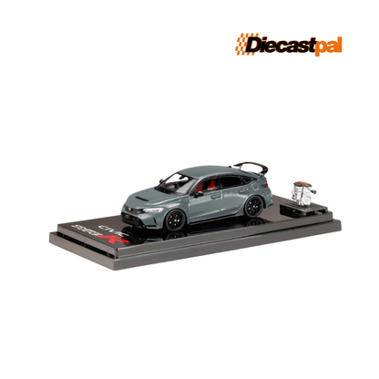 Hobby Japan Honda Civic Type R FL5 with Engine Display Sonic Grey Pearl 1/64