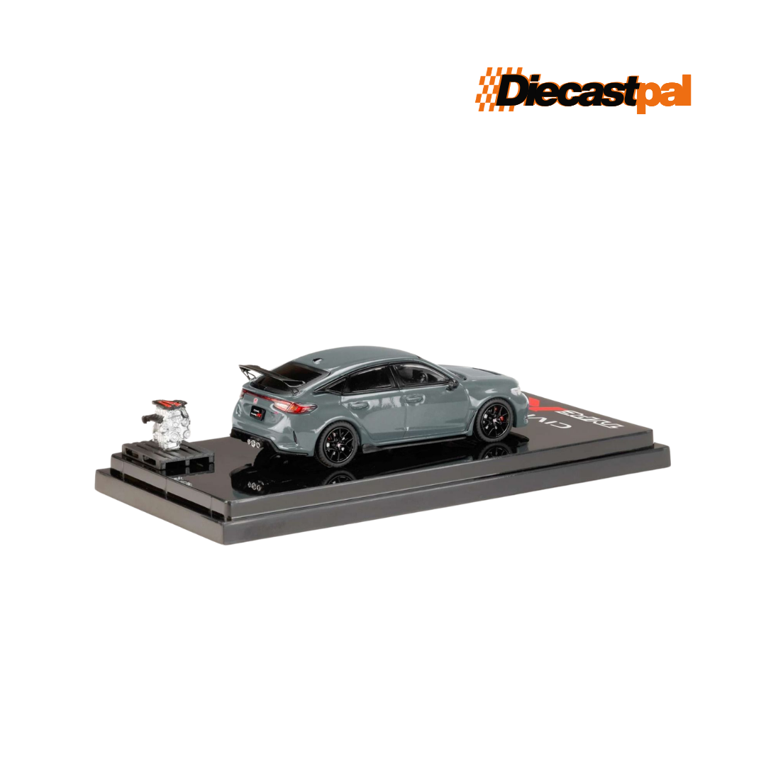 Hobby Japan Honda Civic Type R FL5 with Engine Display Sonic Grey Pearl 1/64