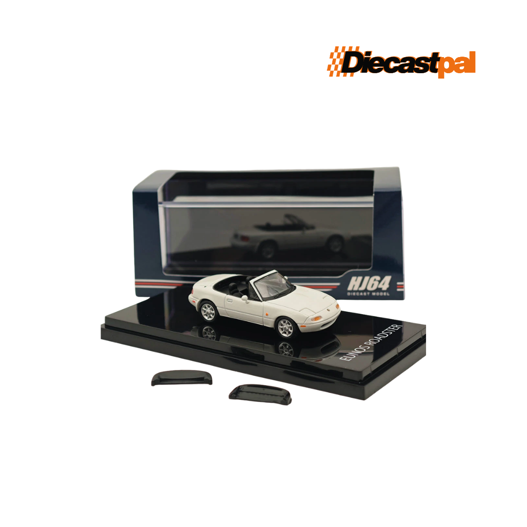Hobby Japan Mazda MX-5 NA with Tonneau Cover Crystal White 1/64