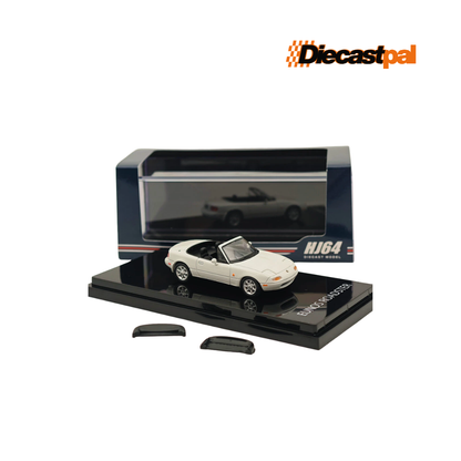 Hobby Japan Mazda MX-5 NA with Tonneau Cover Crystal White 1/64