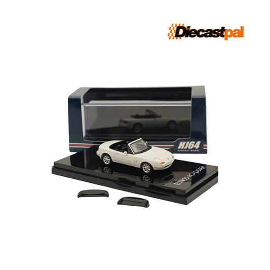 Hobby Japan Mazda MX-5 NA with Tonneau Cover Crystal White 1/64