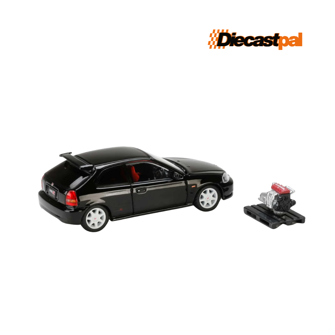 Hobby Japan Honda Civic Type R EK9 with Engine Display Black Pearl 1/64
